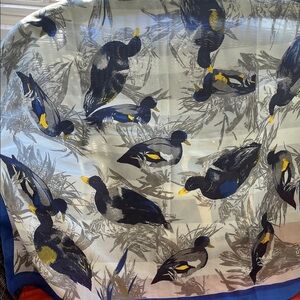 Duck Print Scarf with Blue and Yellow Accents